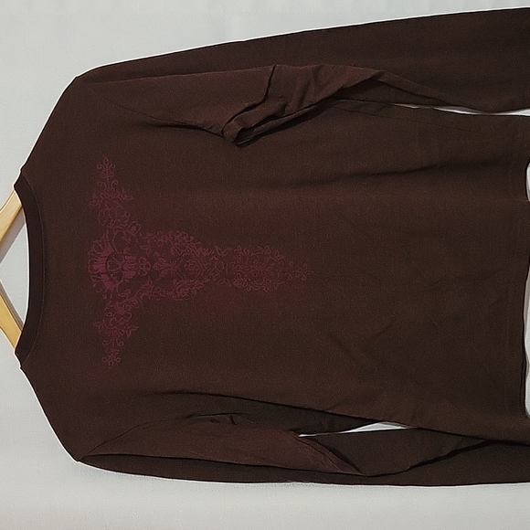 Columbia brown graphic long sleeve tee Women's large - Picture 3 of 8